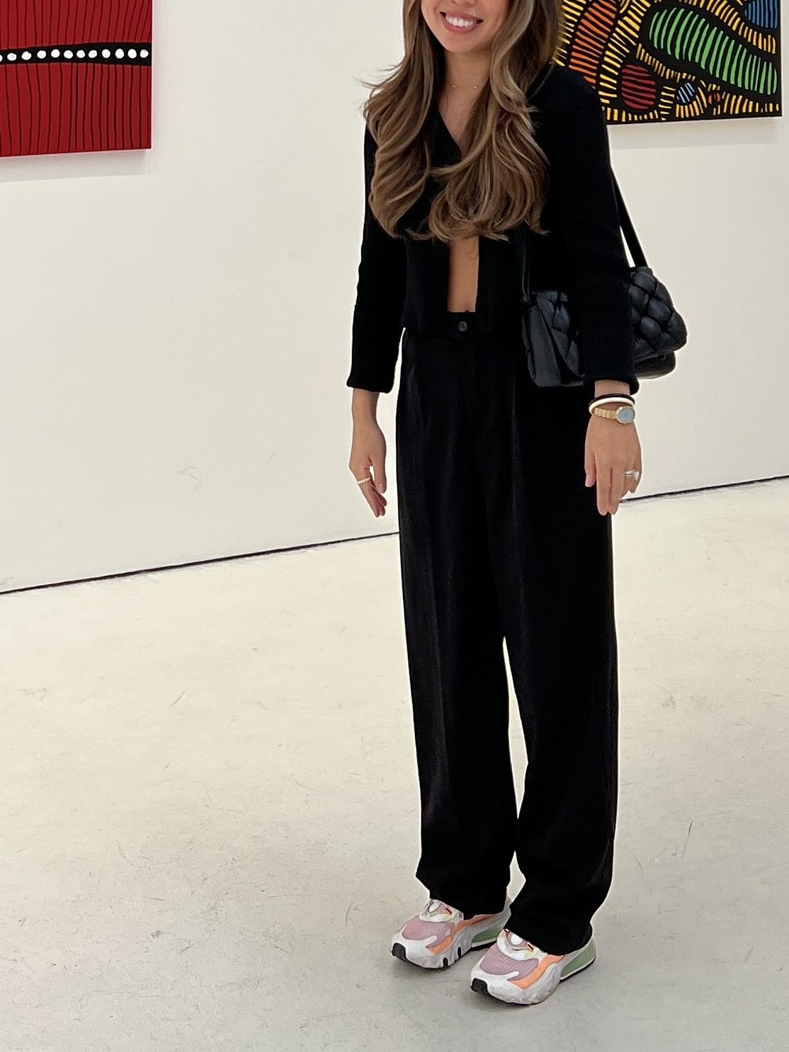 Black Cropped Cardigan Set for a Gallery Day