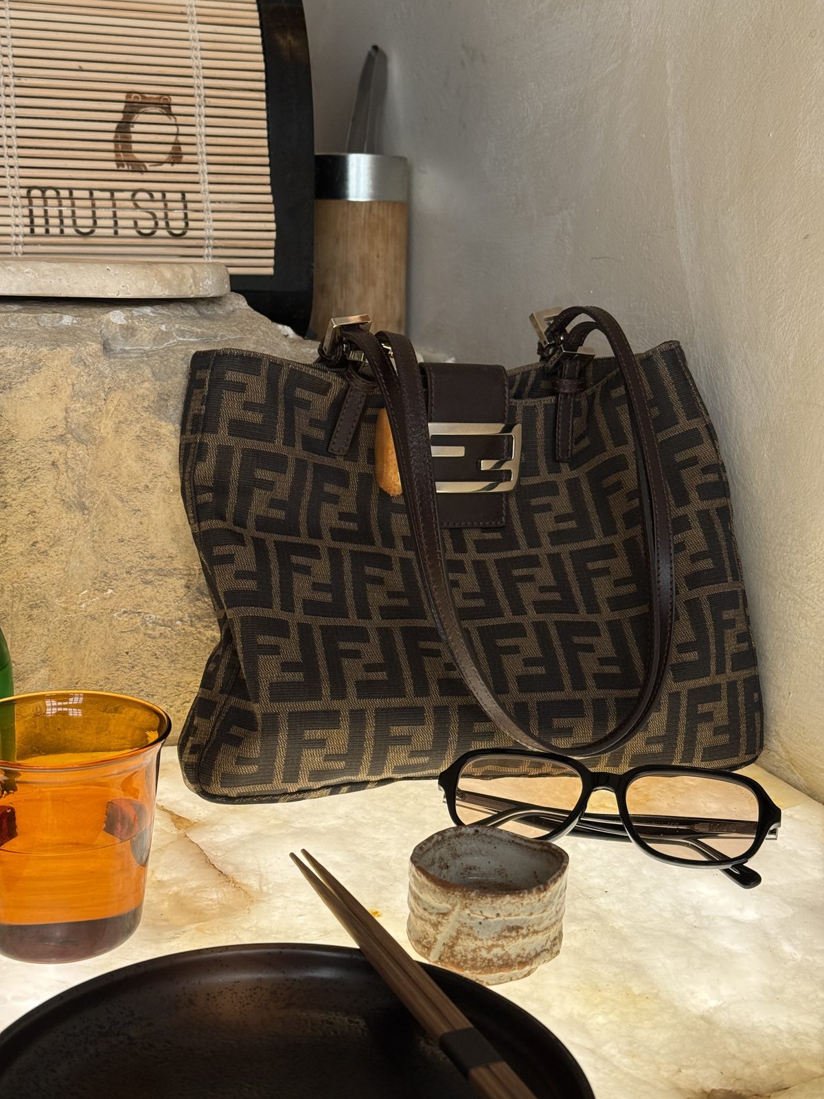Vintage Fendi Zucca Tote + Tinted Glasses