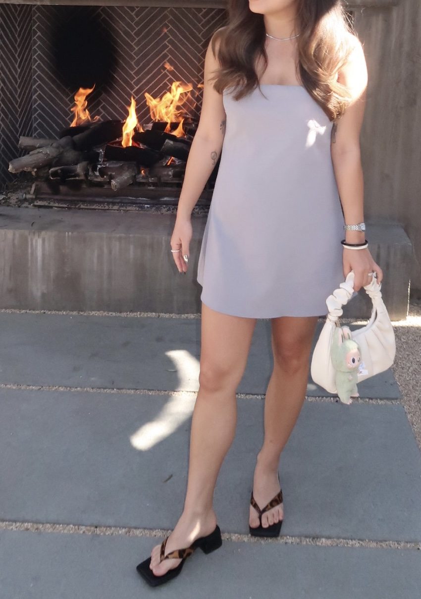 Simple Gray Dress for Golden Hour