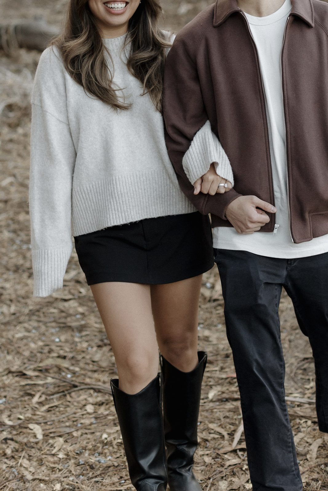 Oatmeal Sweater + Black Mini Skirt for Fall