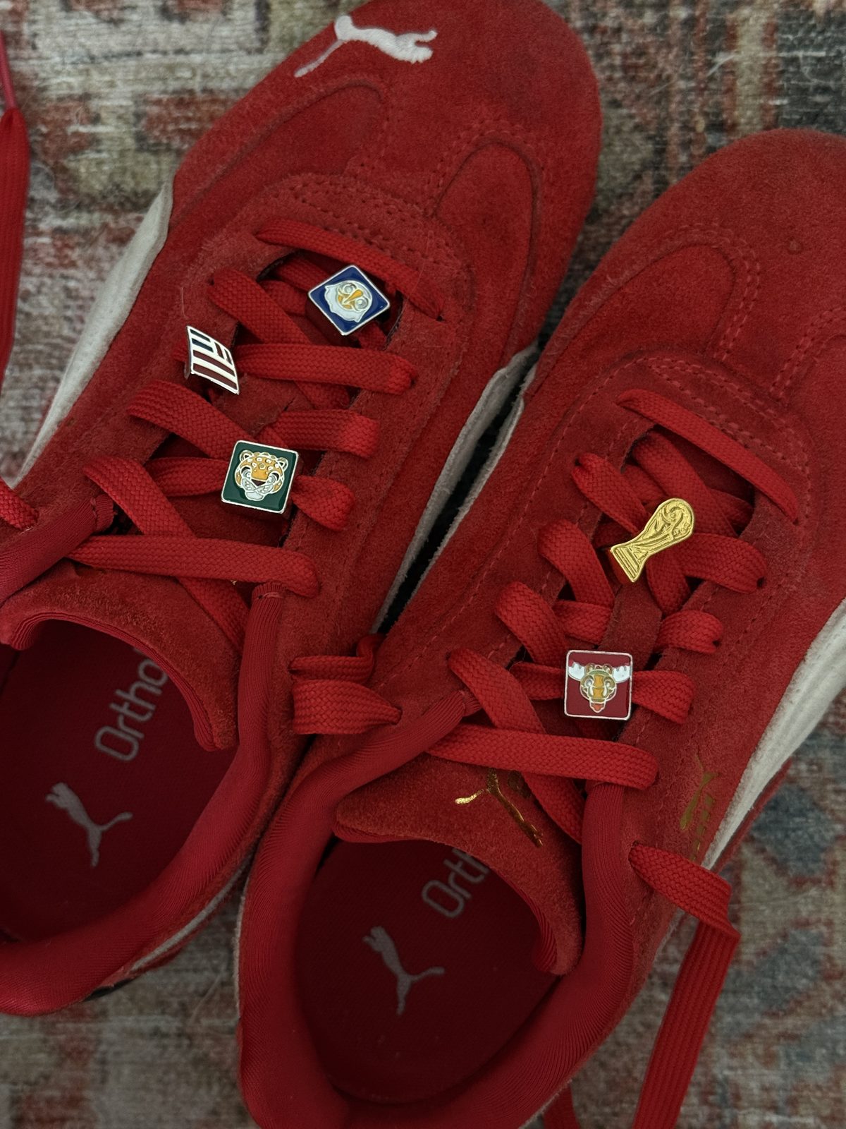 Red Puma Speedcats Styled With World Cup Lace Charms