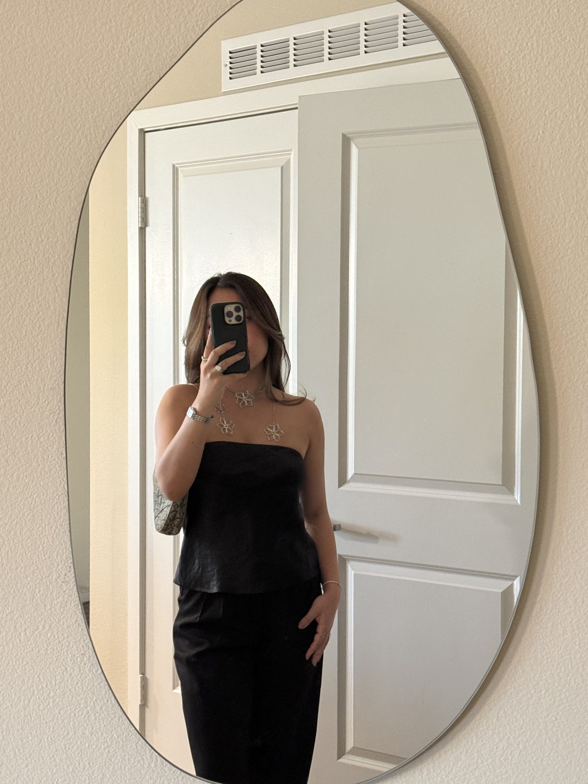 Strapless Black Top Styled for a Night Out